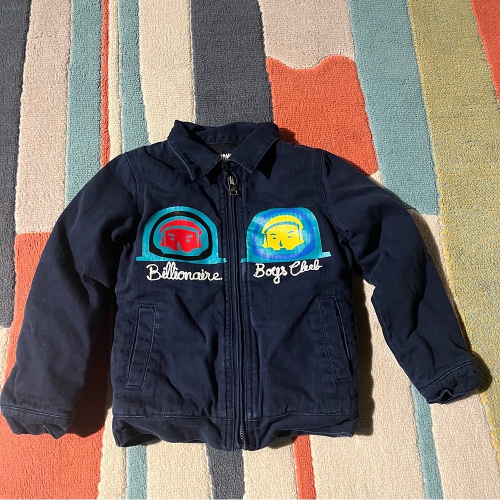 2t Billionaire Boys Club Kids Navy Jean Jacket with Embroidered Designs